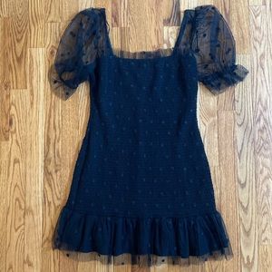 black polka dot mini dress
